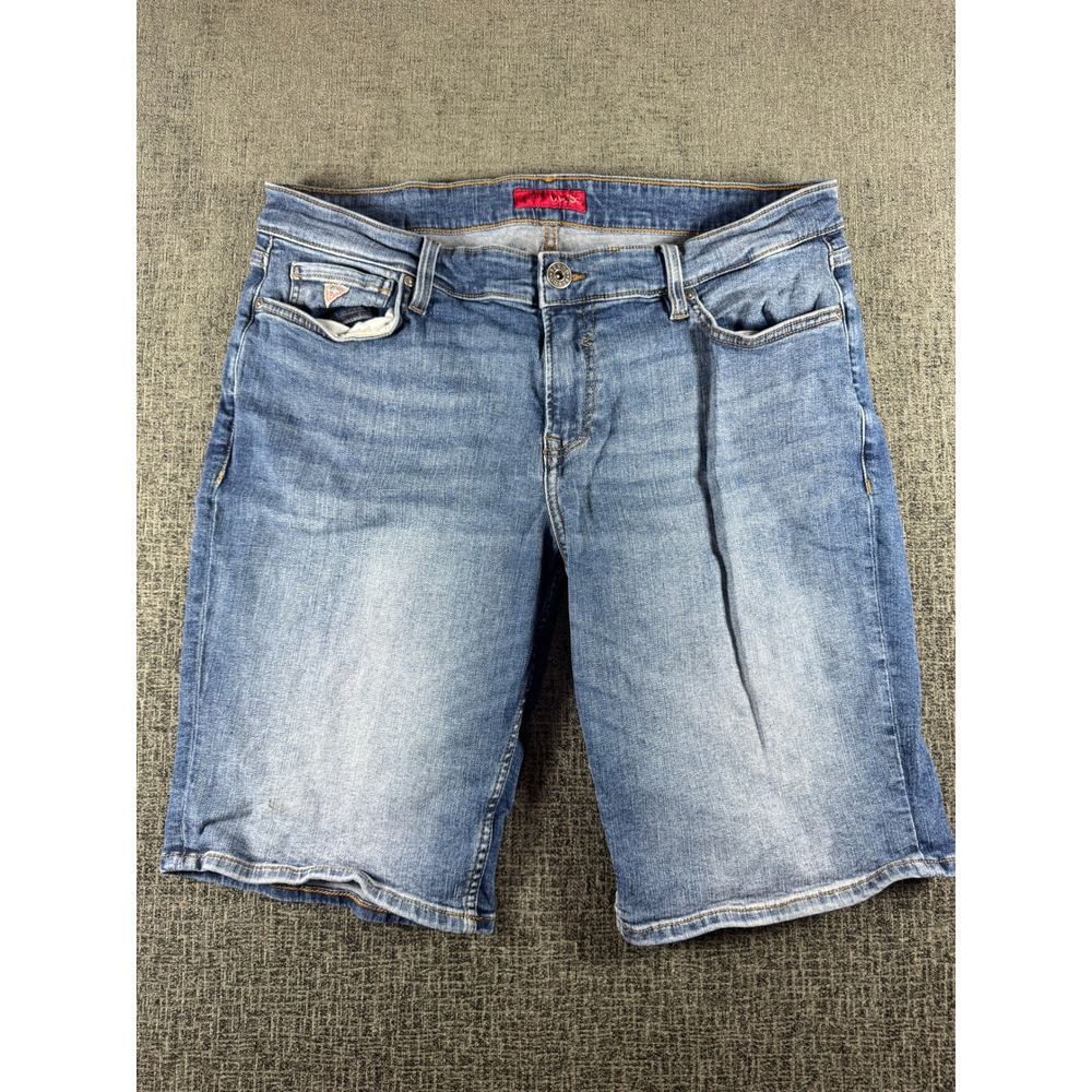 Guess Los Angeles Mens Denim Shorts Blue Medium Wash Size 36 Y2K
